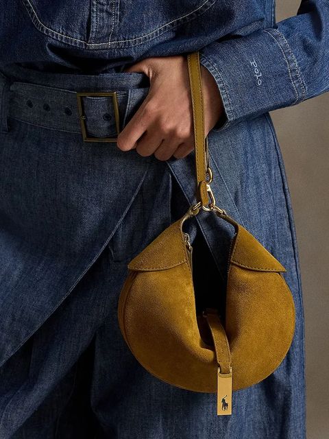 Polo Ralph Lauren torebka zamszowa kolor brązowy 428922880