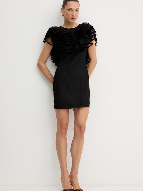 Twinset sukienka z dodatkiem jedwabiu kolor czarny 252TS2070