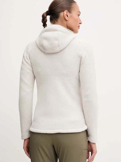 Jack Wolfskin bluza polarowa CRADLE MOUNTAIN PILE damska kolor beżowy z kapturem gładka A65442