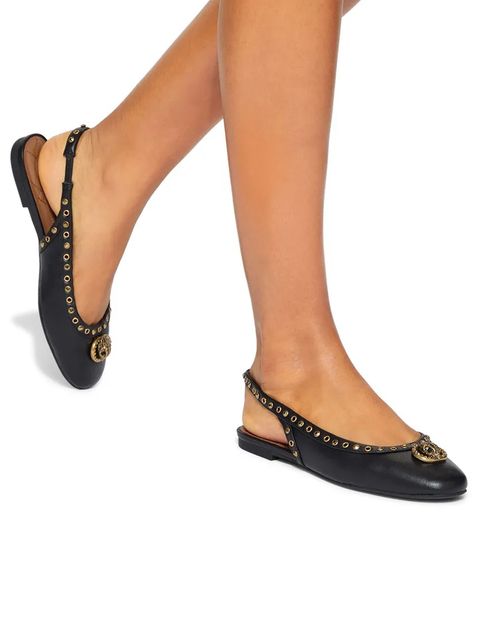 Kurt Geiger London baleriny skórzane Chelsea Ballet Sling kolor czarny z odkrytą piętą 4735100109