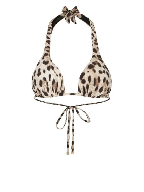 Dolce & Gabbana leopard-print triangle bikini top - Neutrals - zdjęcie produktu nr 1