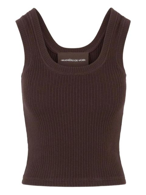 Manière De Voir Liane ribbed scoop-neck tank top - Brown - zdjęcie produktu nr 1
