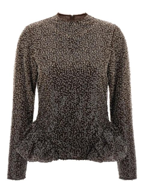 ROTATE BIRGER CHRISTENSEN peplum-detail top - Brown - zdjęcie produktu nr 1