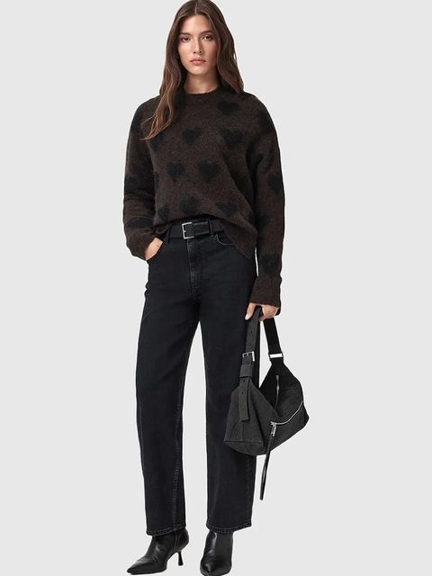 AllSaints sweter z dodatkiem wełny AMORA damski kolor czarny ciepły W043KC