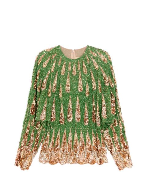 Valentino Garavani Embroidered Chiffon Top - Green - zdjęcie produktu nr 1