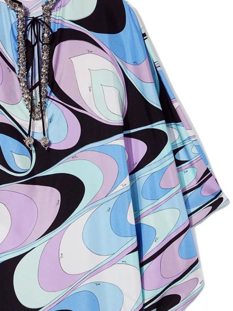 PUCCI onde-print silk-twill dress - Blue