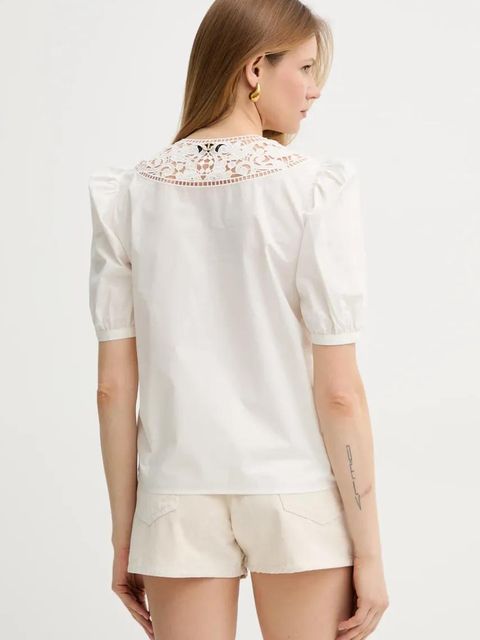 Twinset bluzka bawełniana damska kolor biały z aplikacją 251TT2335