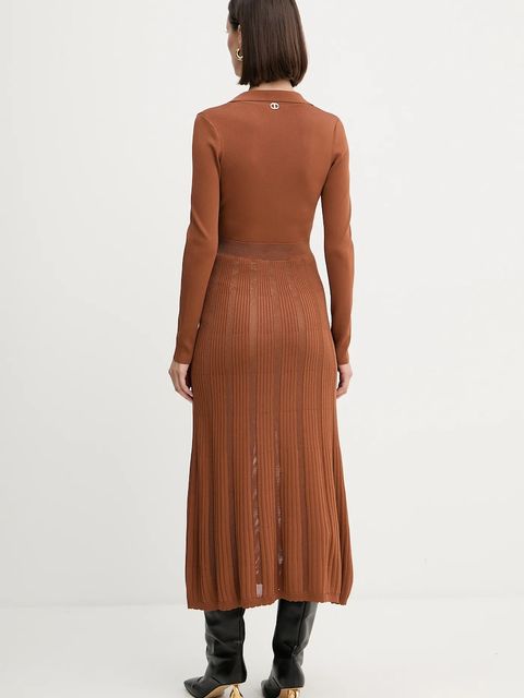 Twinset sukienka kolor brązowy maxi rozkloszowana 252TP3110 - zdjęcie produktu nr 2