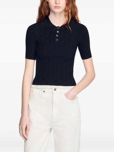 SANDRO button polo top - Black