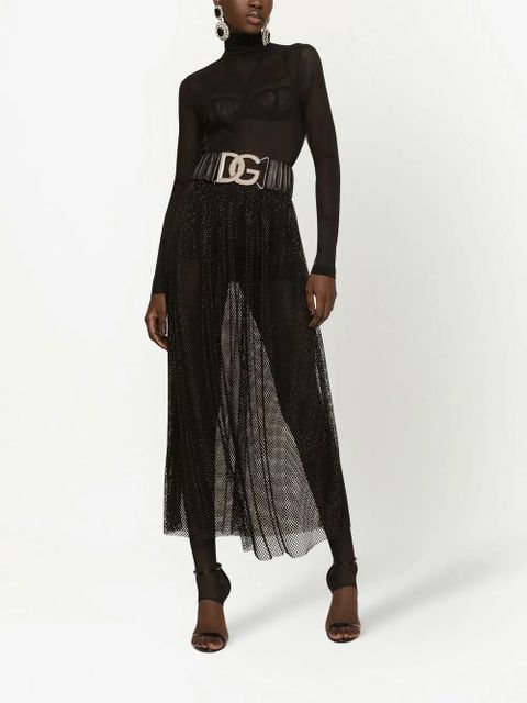 Dolce & Gabbana rhinestone-embellished mesh maxi skirt - Black - zdjęcie produktu nr 2