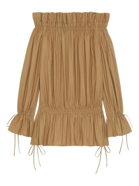 Saint Laurent gathered off-shoulder dress - Brown - zdjęcie produktu nr 2