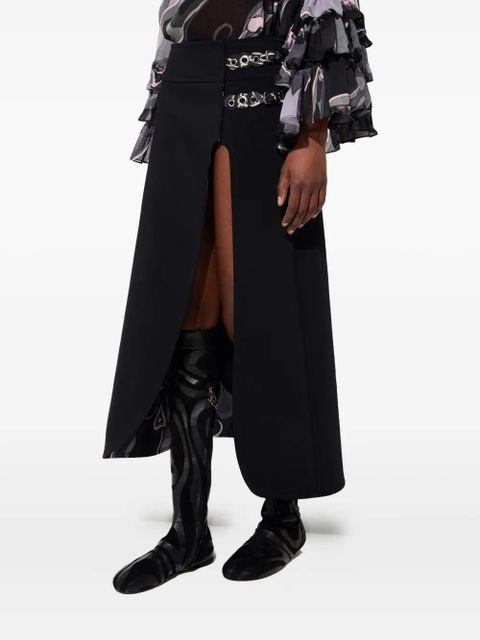 PUCCI slit internal-print midi skirt - Black