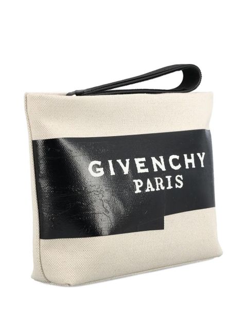 Givenchy logo-tape clutch bag - Neutrals