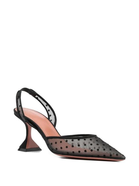 Amina Muaddi 70mm polka-dot pattern sling-back pumps - Black