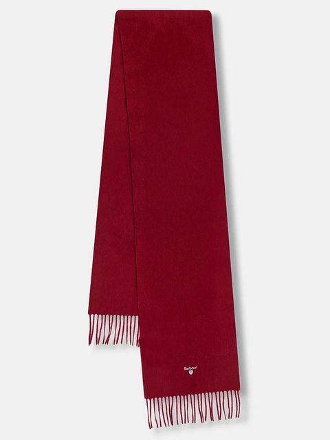 Barbour szalik wełniany kolor czerwony gładki USC0008