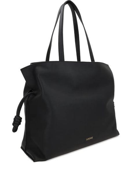 LOEWE large Flamenco knot-detail leather tote bag - Black