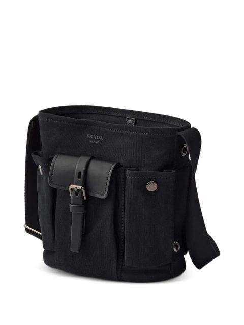 Prada Route mini canvas and leather bucket bag - Black