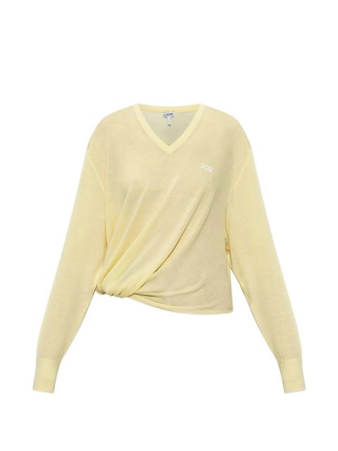 LOEWE V-neck asymmetric-silhouette wool sweater - Yellow - zdjęcie produktu nr 1