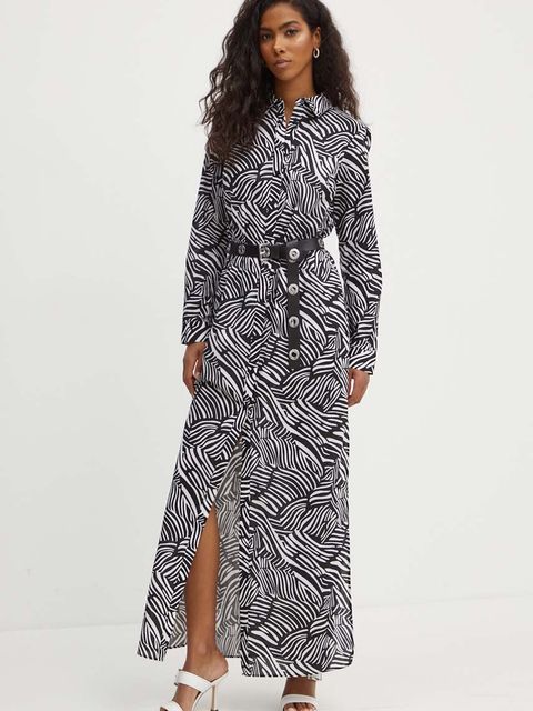 MICHAEL Michael Kors sukienka bawełniana kolor czarny maxi rozkloszowana