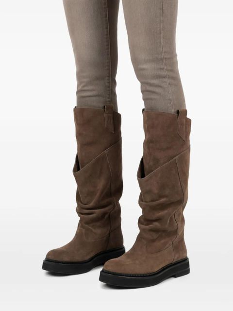 The Attico Robin Passeggiata suede knee-high boots - Brown