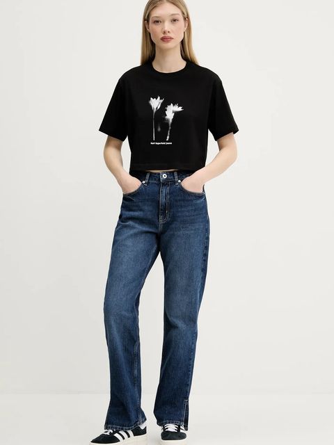 Karl Lagerfeld Jeans t-shirt bawełniany damski kolor czarny A3W17040