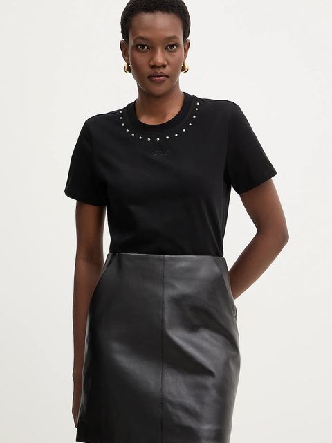 Karl Lagerfeld t-shirt bawełniany damski kolor czarny B1W17088 - zdjęcie produktu nr 1