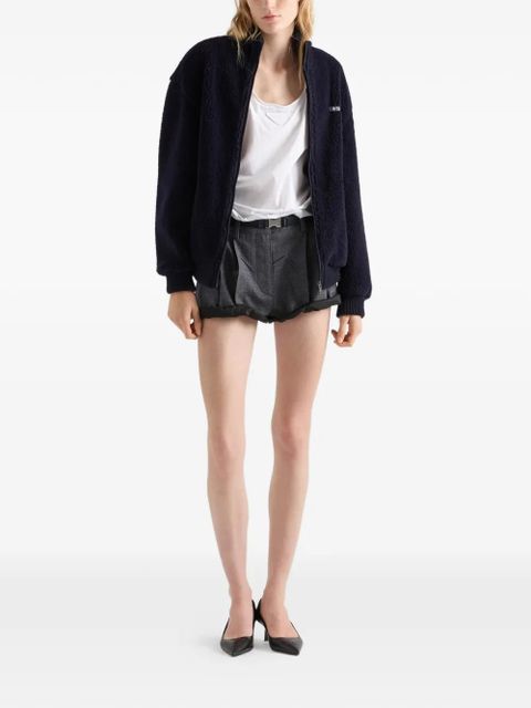 Prada ribbed logo-detail jacket - Blue