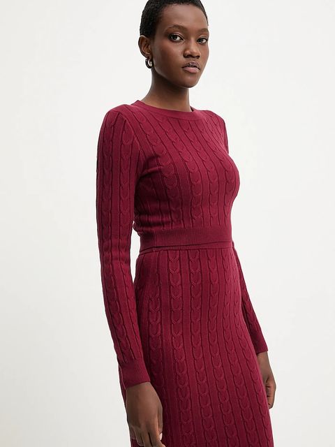 Answear.LAB sweter i spódnica damski kolor bordowy - zdjęcie produktu nr 2