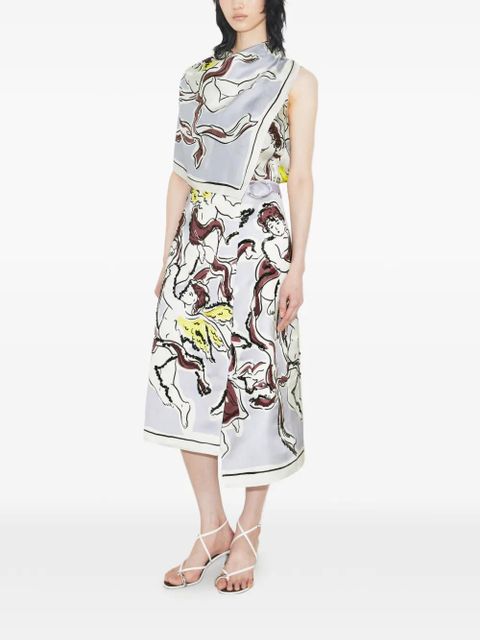 Tory Burch printed satin skirt - Blue