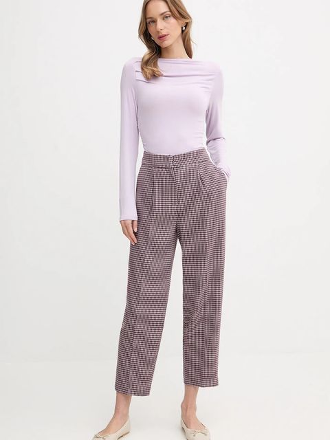 United Colors of Benetton spodnie damskie kolor bordowy proste high waist 44BWDF0AE - zdjęcie produktu nr 2