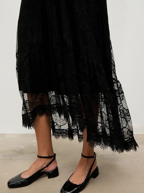 Answear.LAB spódnica kolor czarny midi rozkloszowana