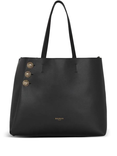Balmain Emblème leather tote bag - Black