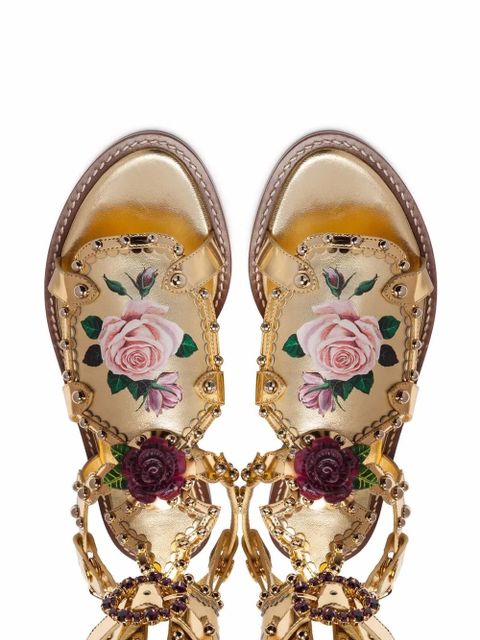 Dolce & Gabbana floral-motif gladiator sandals - Gold