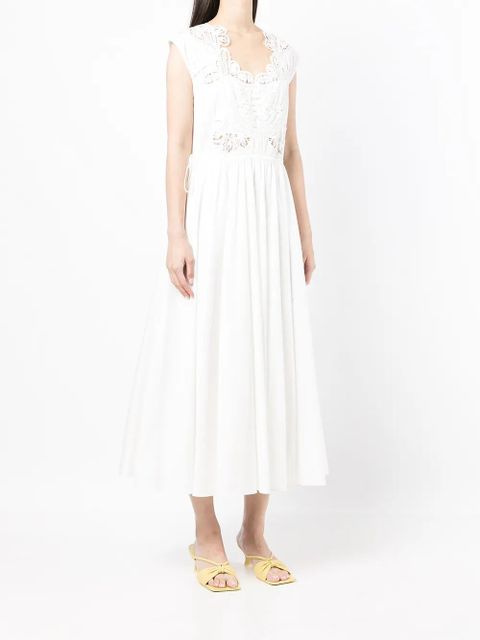 Self-Portrait White Macrame Lace Organic Cotton Dress - zdjęcie produktu nr 2