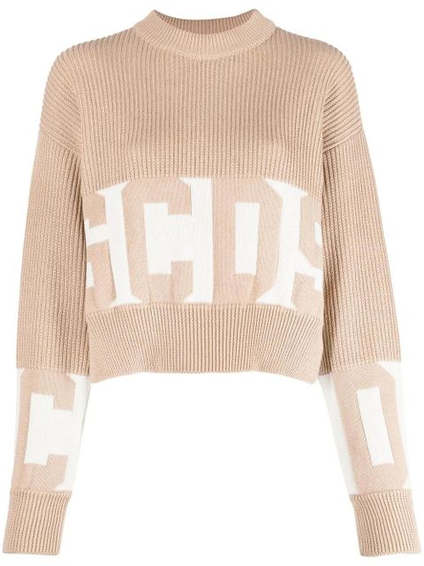 GCDS intarsia-knit logo jumper - Brown - zdjęcie produktu nr 1