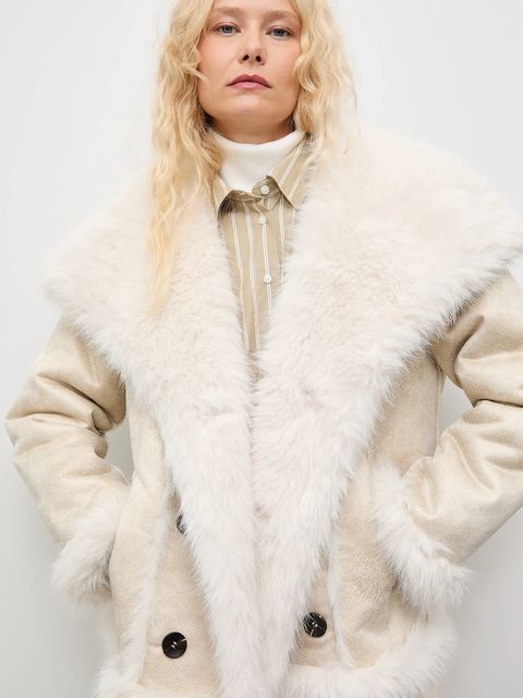 Answear.LAB płaszcz kolor beżowy