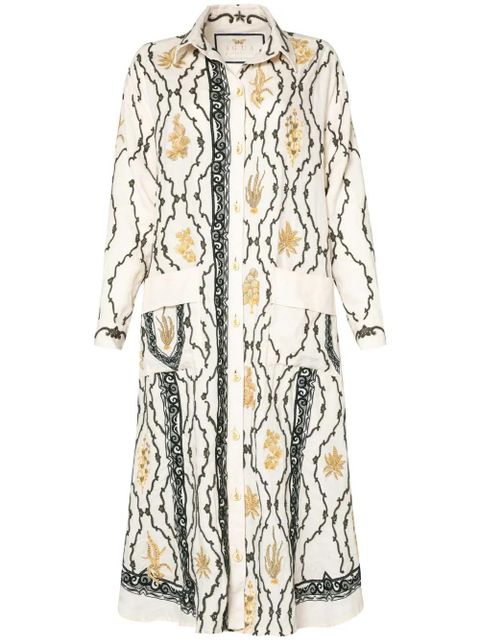 Agua By Agua Bendita Frida Calado linen maxi shirt - White