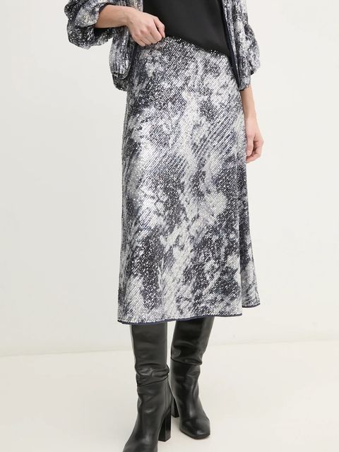 DIANE VON FURSTENBERG spódnica kolor srebrny midi rozkloszowana DVFKM4S004 - zdjęcie produktu nr 1