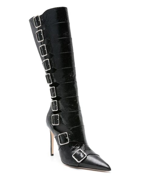 Paris Texas Tyra 100mm buckled leather boots - Black