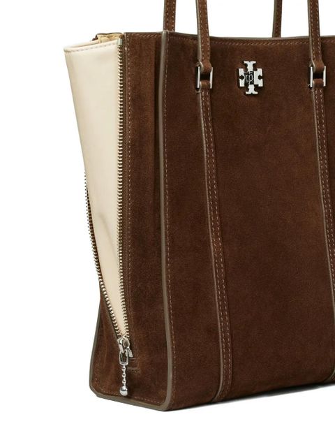 Tory Burch small Kira turnlock suede tote bag - Brown