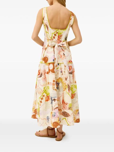 Marie Oliver Jada mosaic-print tiered dress - Neutrals