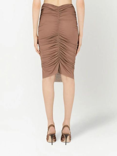Dolce & Gabbana draped-detail midi skirt - Brown