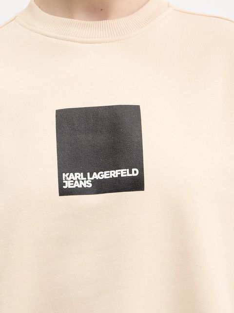 Karl Lagerfeld Jeans bluza bawełniana damska kolor beżowy z nadrukiem A1W20006