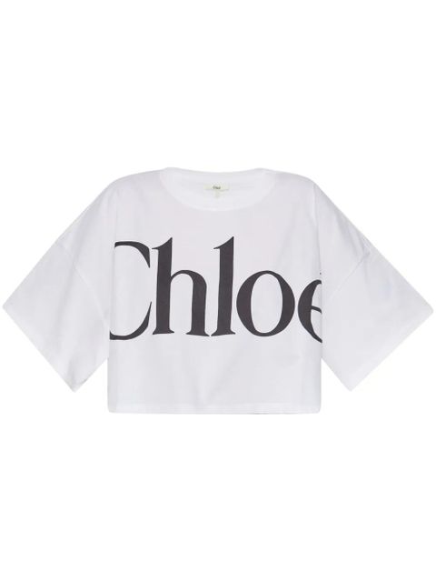 Chloé logo-print crop top - White - zdjęcie produktu nr 1
