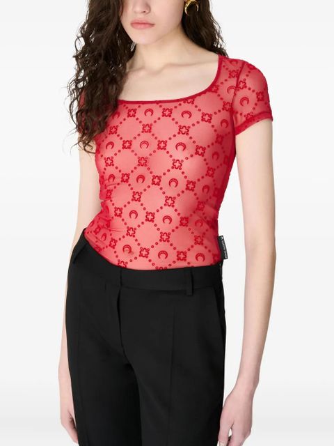 Marine Serre moonogram round-neck T-shirt - Red
