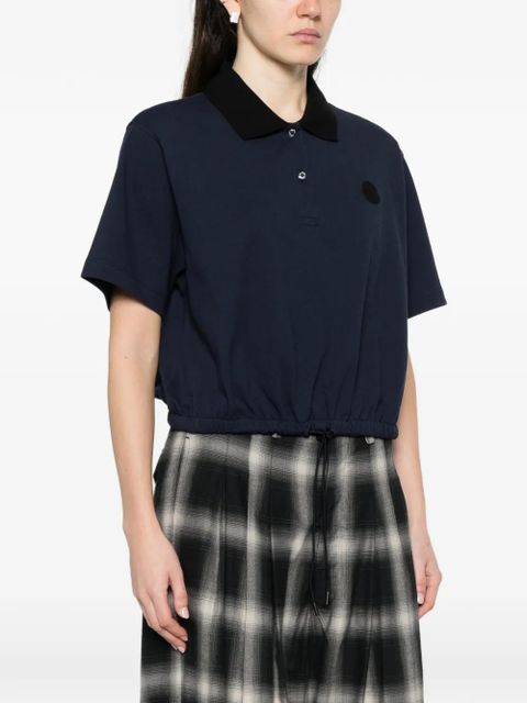 Moncler drawstring-waistband log-patch polo shirt - Blue