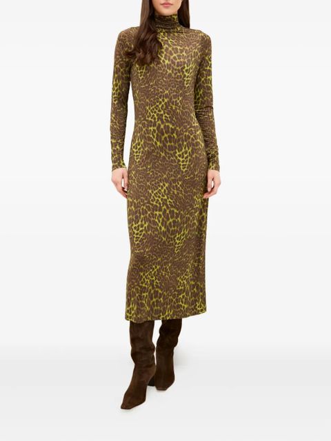 Marie Oliver Paxton leopard-print turtleneck midi dress - Brown - zdjęcie produktu nr 1