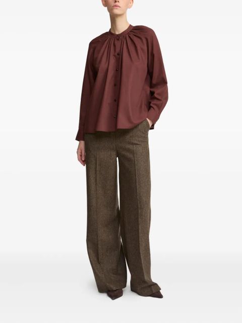 Yves Salomon pleated-neck shirt - Brown - zdjęcie produktu nr 2