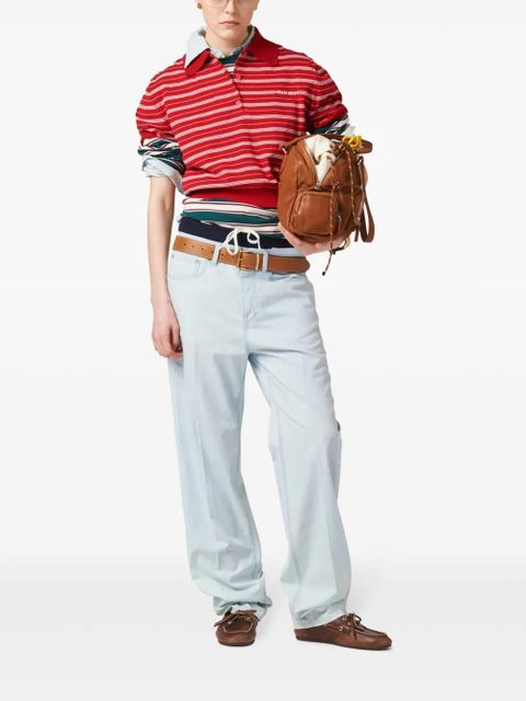 Miu Miu intarsia-knit logo polo shirt - Red - zdjęcie produktu nr 2