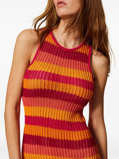TWINSET striped knit midi dress - Red